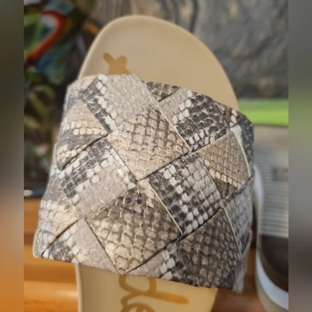 Sam Edelman Women's Snakeskin Slide Sandals - Brown and Gray - Picture 7 of 7